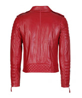 Men Motorcycle Leather Jacket Red SkinOutfit